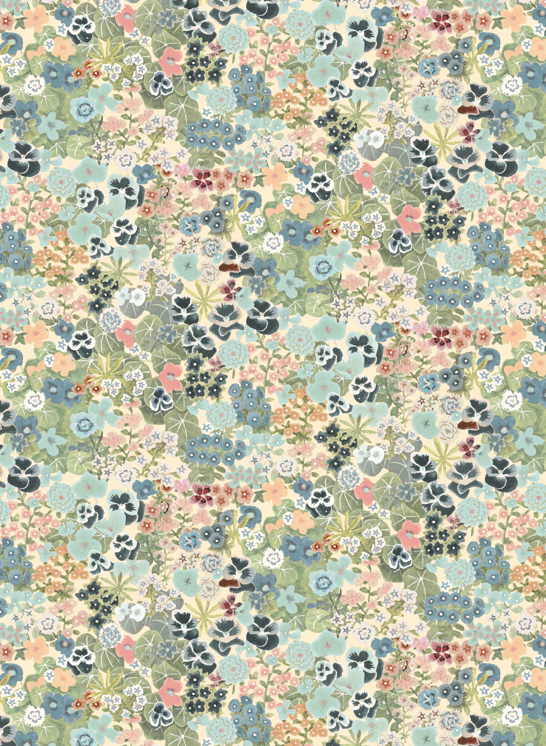 Tapete Champs Fleuris - Pastel