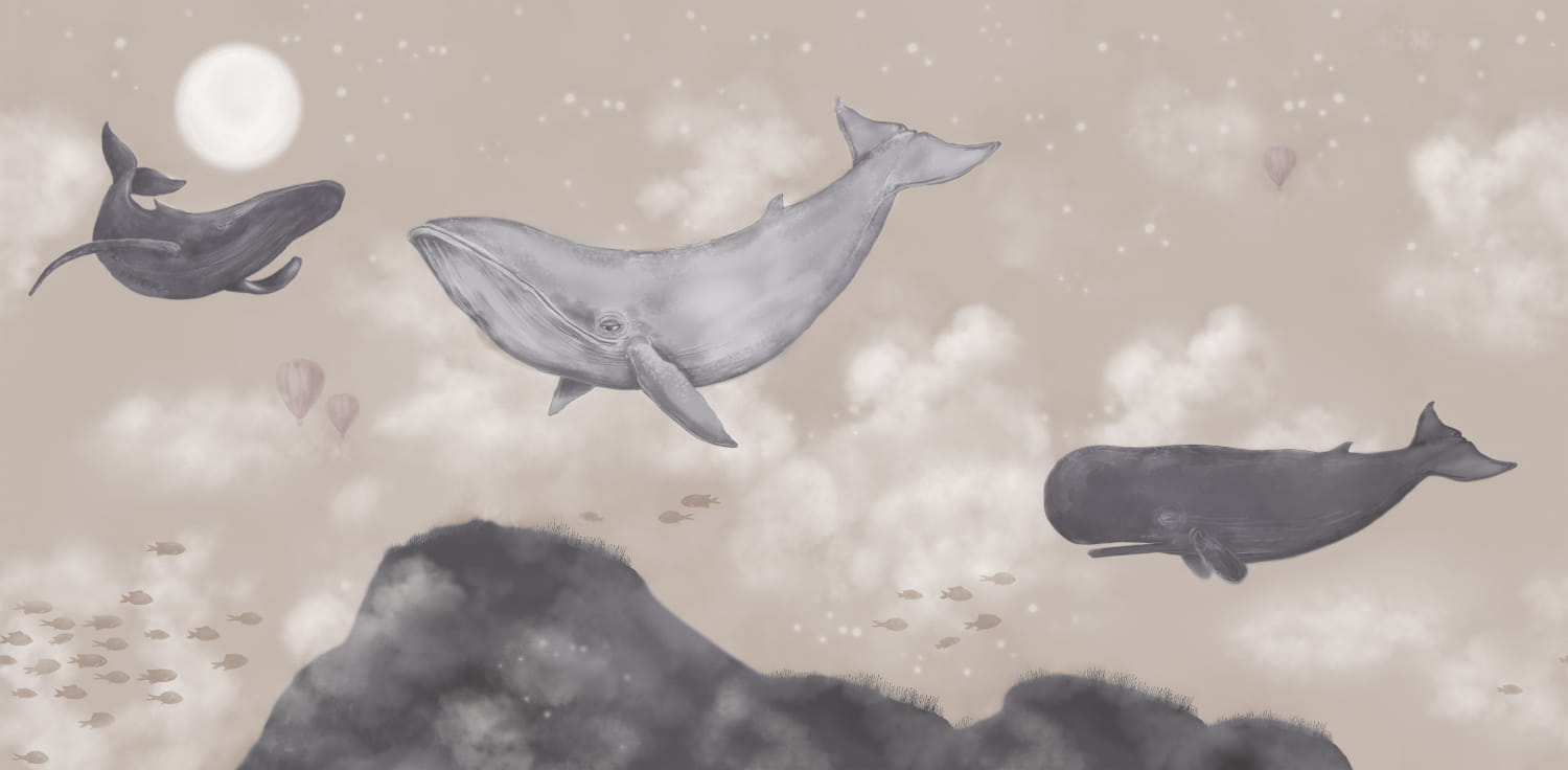 Mural Whales in the Sky - 9456W