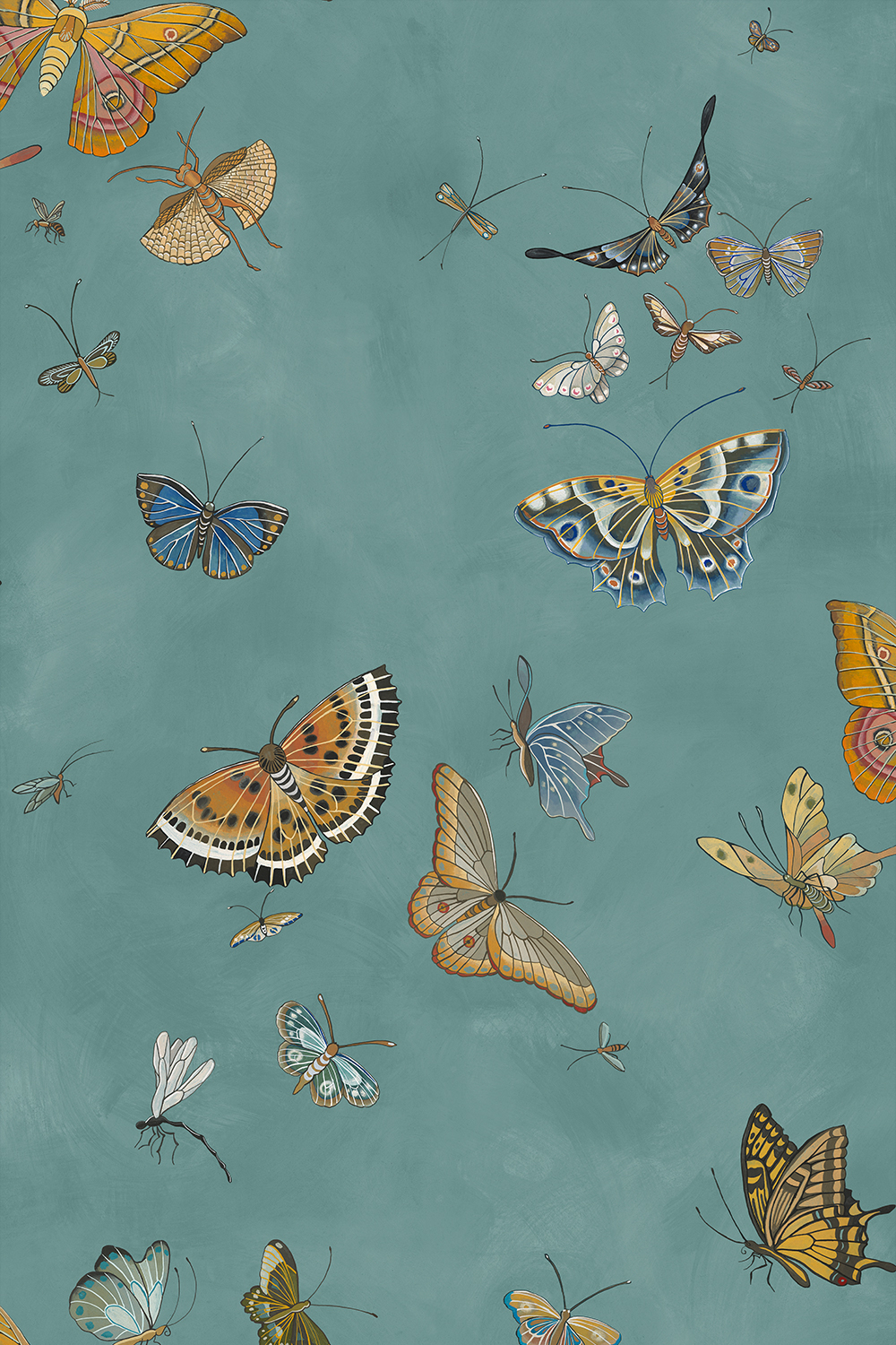 Tapete Butterflies - Celadon
