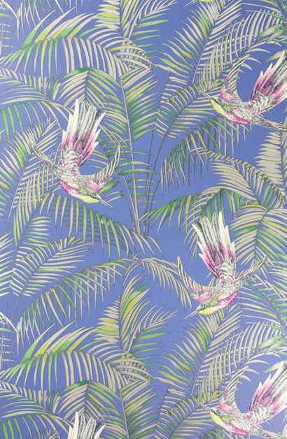 Tapete Sunbird - blue/ fuchsia/ gilver