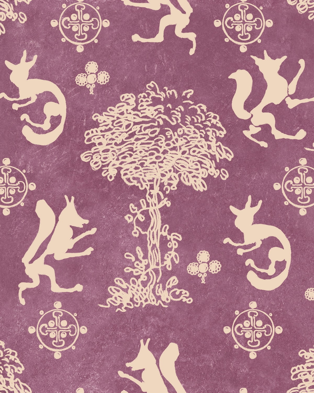 Tapete The Silly Fox - Mauve