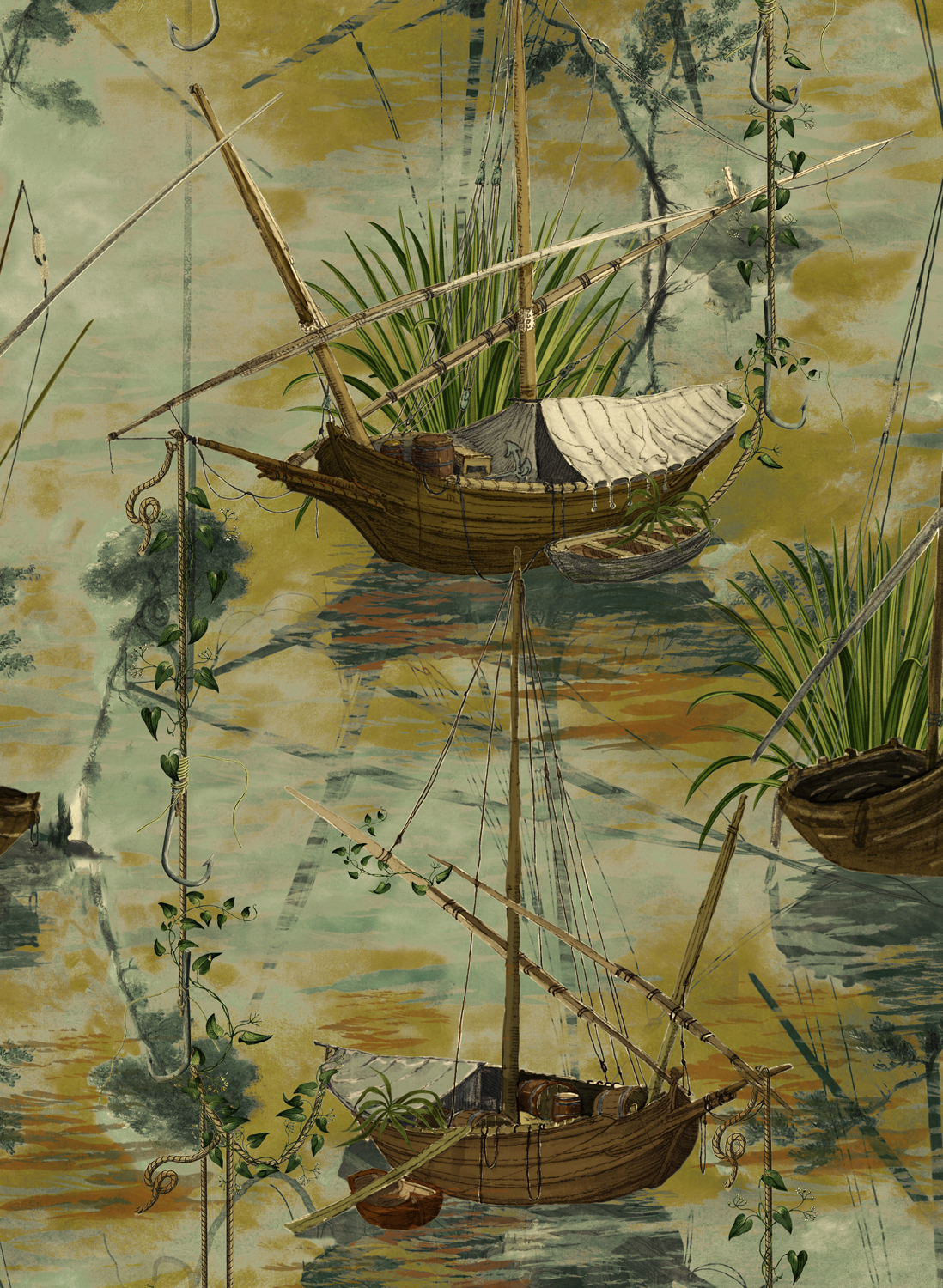 Tapete Moored Boats - WP20725
