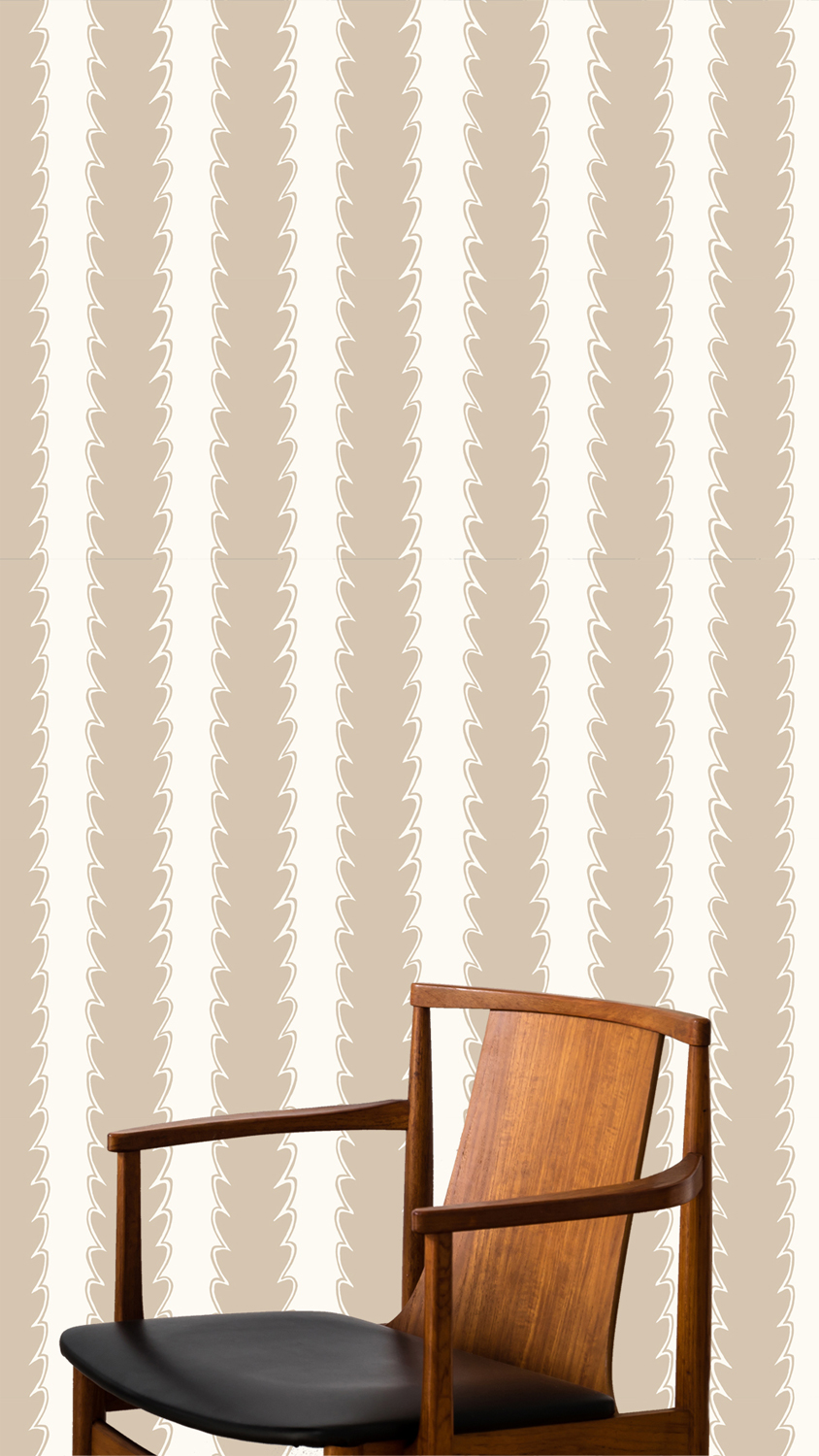 Tapete Scallop Stripe - Cromwell Stone/ Hilles White