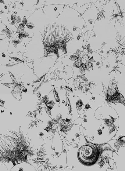 Tapete Jardin Les Arabesques - Gris Bleuté