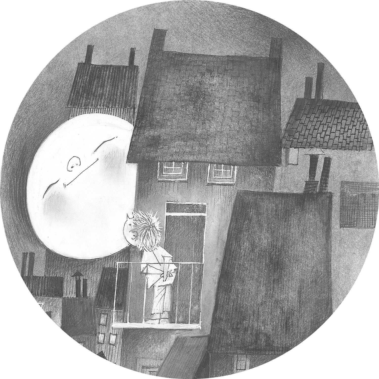 Wandbild Moonlight Circle - Schwarzweiß -  Ø 1,9m
