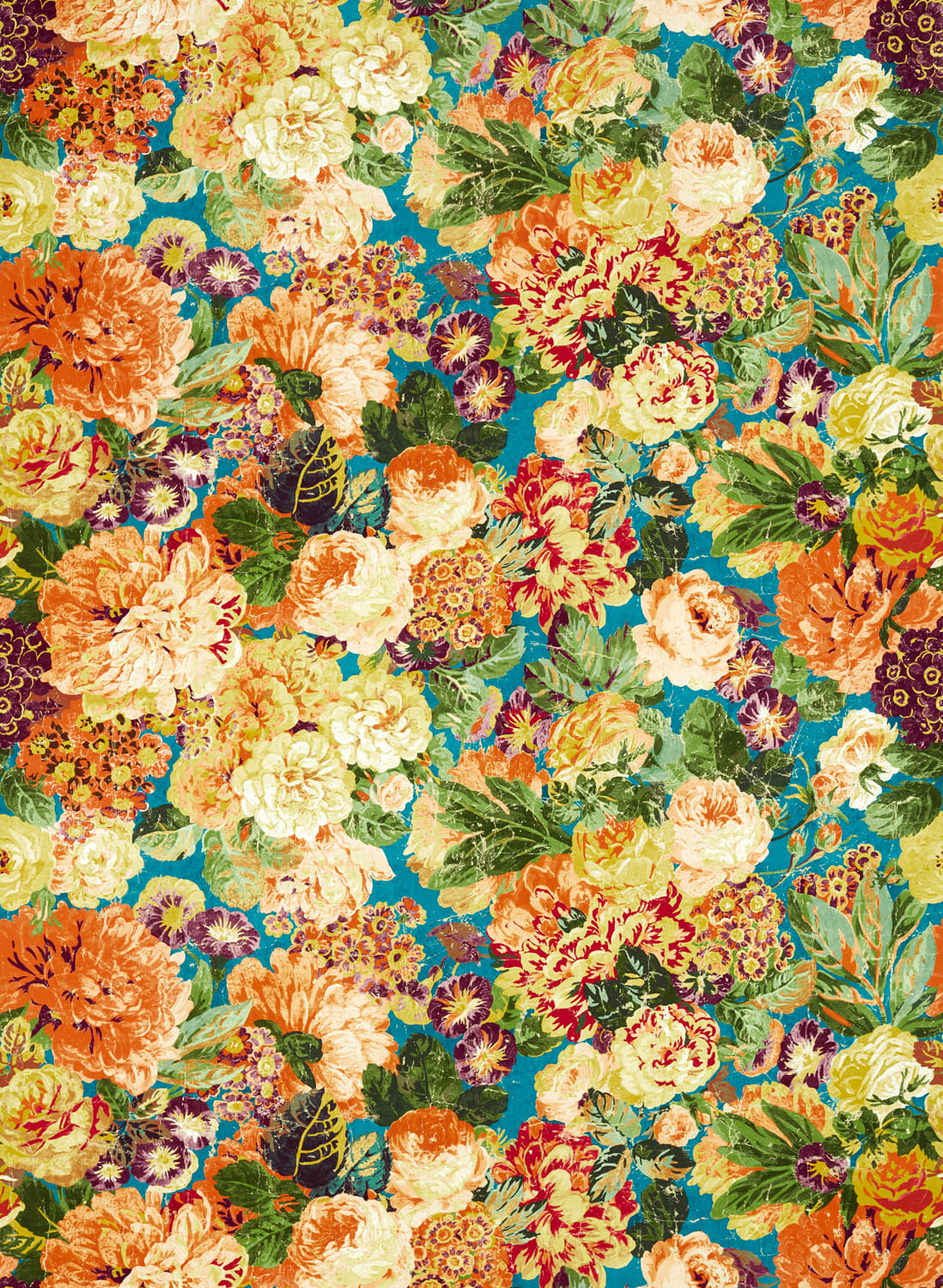 Tapete Very Rose and Peony - Kingfisher/ Rowan Berry