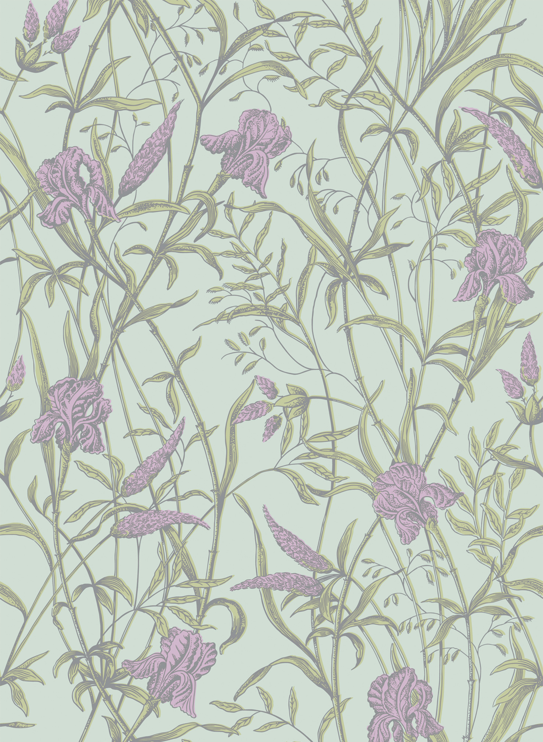 Tapete Iris - Lavender on Duck Egg