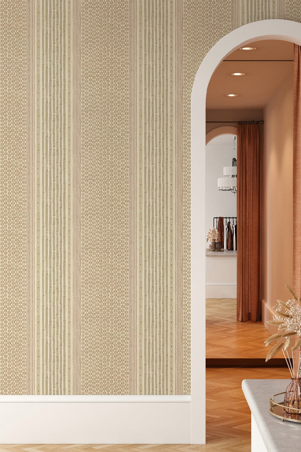 Tapete Rita Stripe - Blush and Soft Olive
