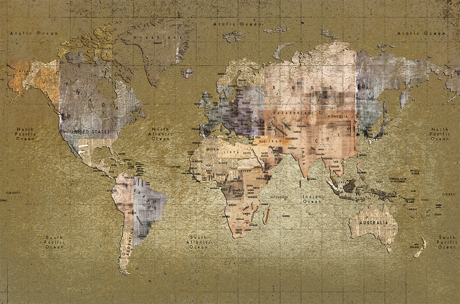 Mural Newspaper Map - Color