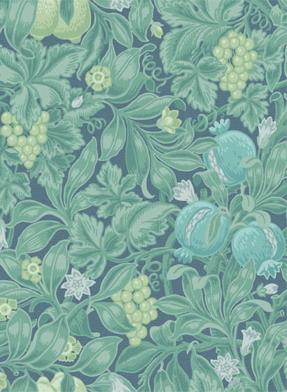 Tapete Vines of Pomona - Teal & Viridian on Denim