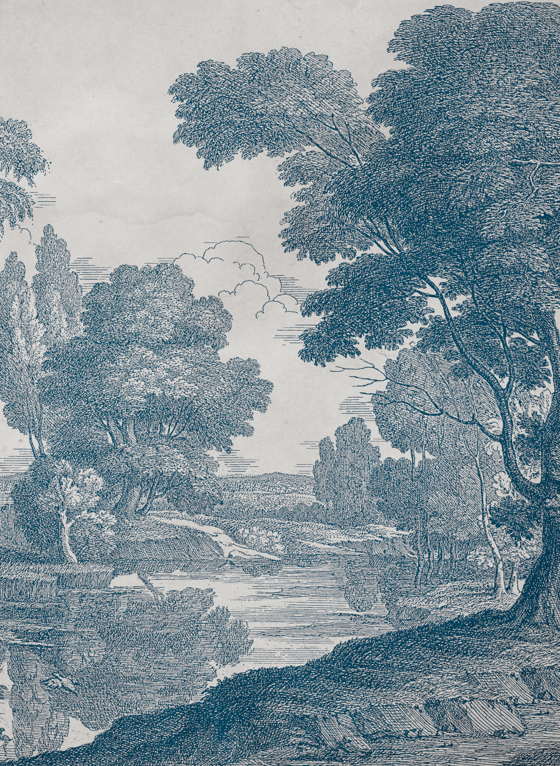 Wandbild Engraving - Blue