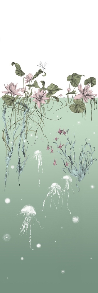 Tapete Nautilus/ Méduses/ Nénuphars - Méduses gauche - Aqua