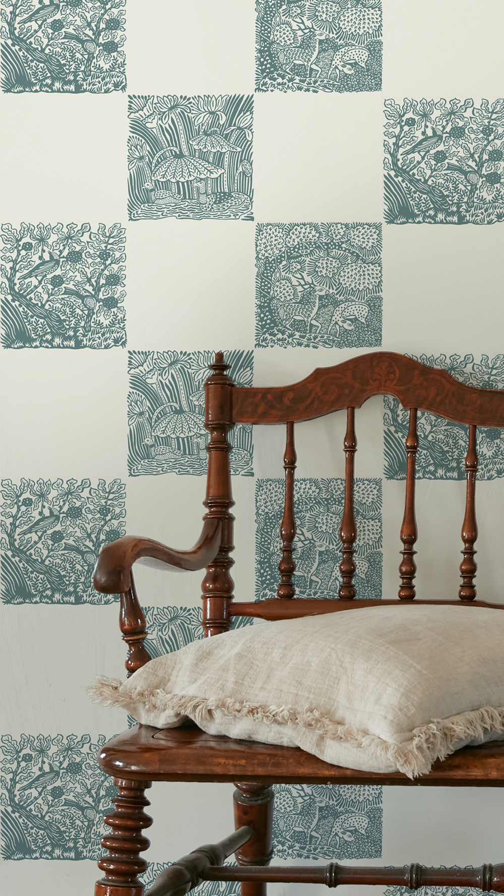 Tapete Animal Check - Osney Blue/ Skirting White