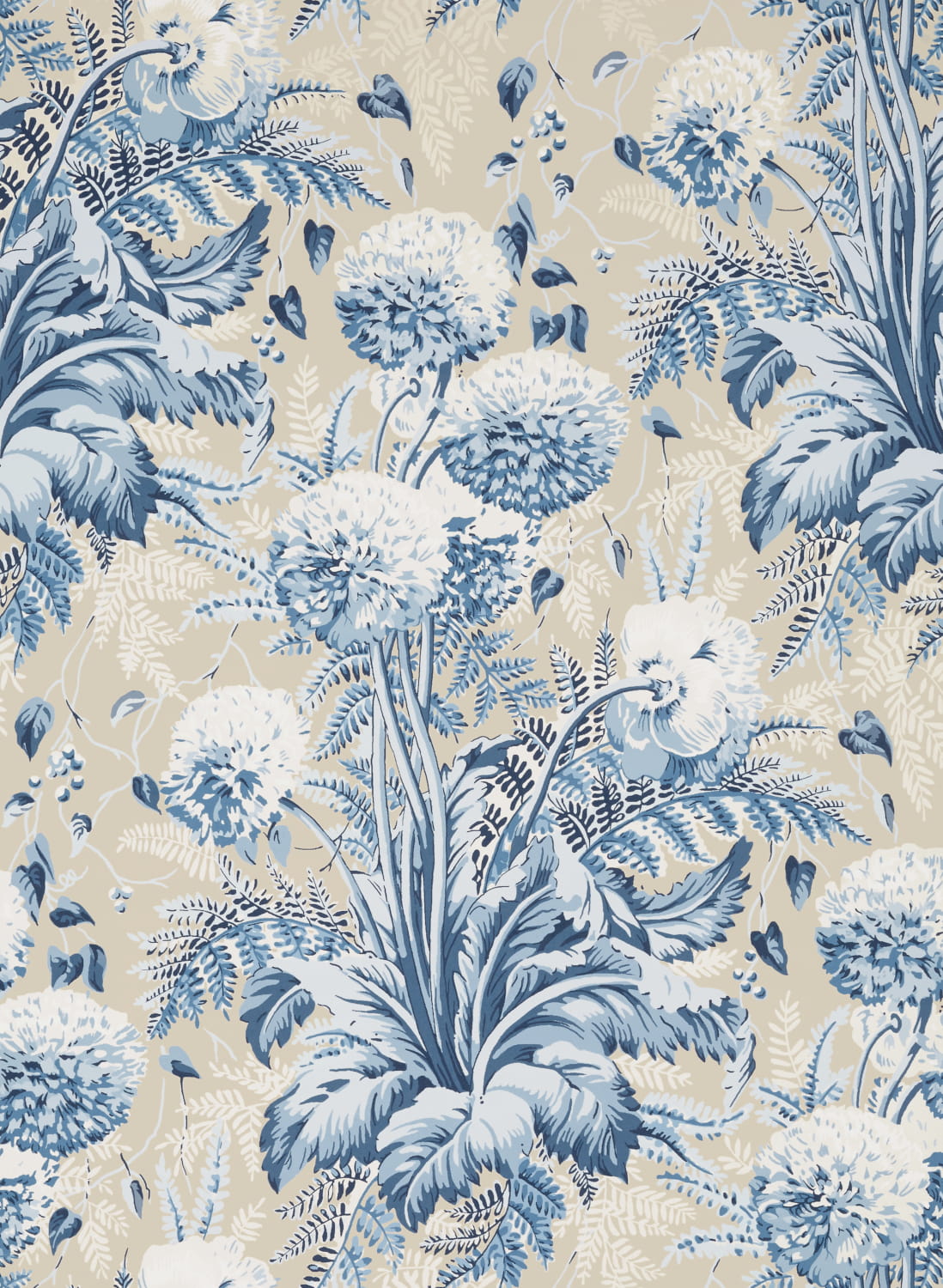 Tapete Dahlia - Navy on Linen