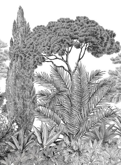 Wandbild Riviera Grisaille - Grisaille – Bahnen 1/2/3