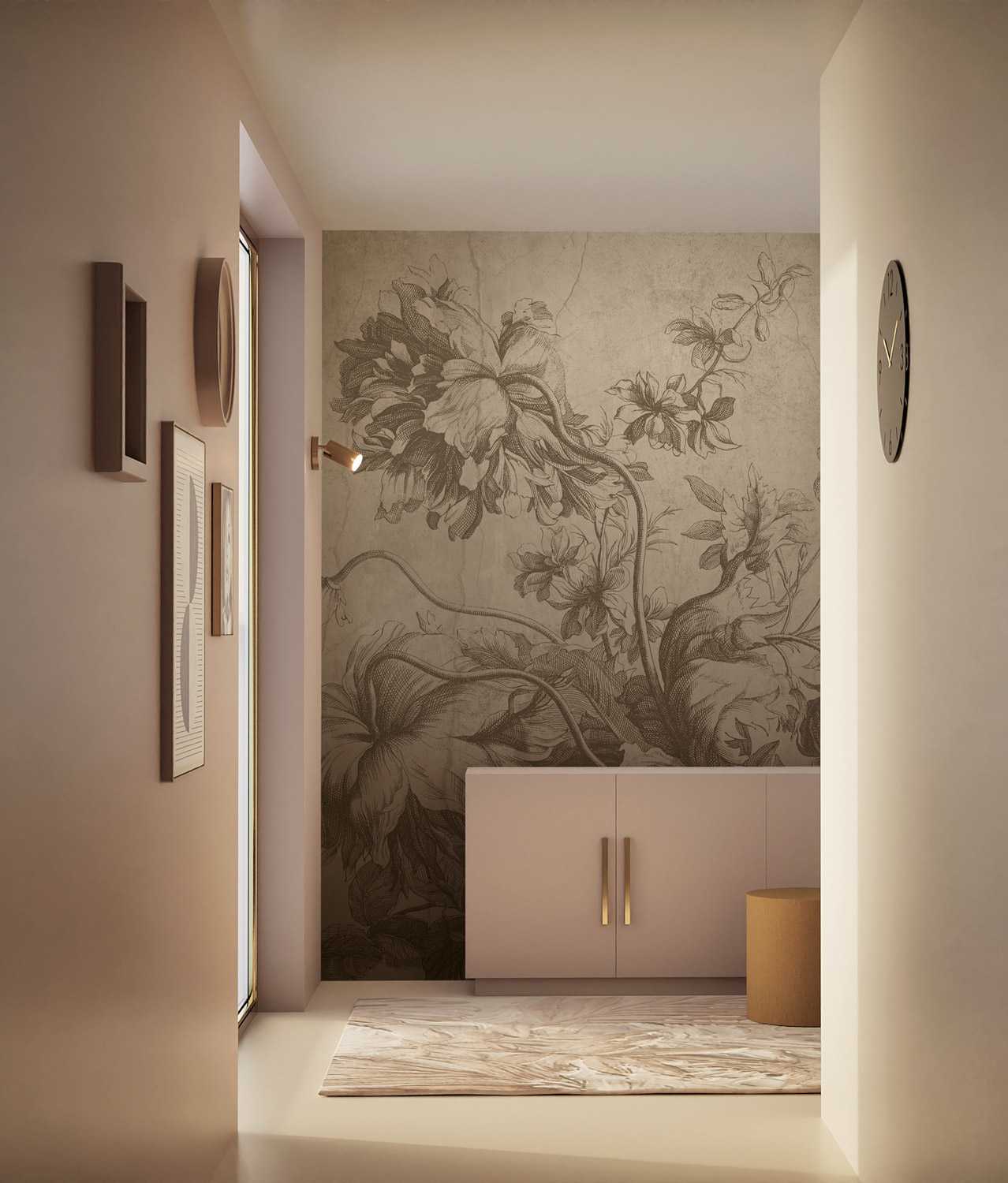 Wandbild Gradient Flowers Uyterlinde - Beige 195 cm