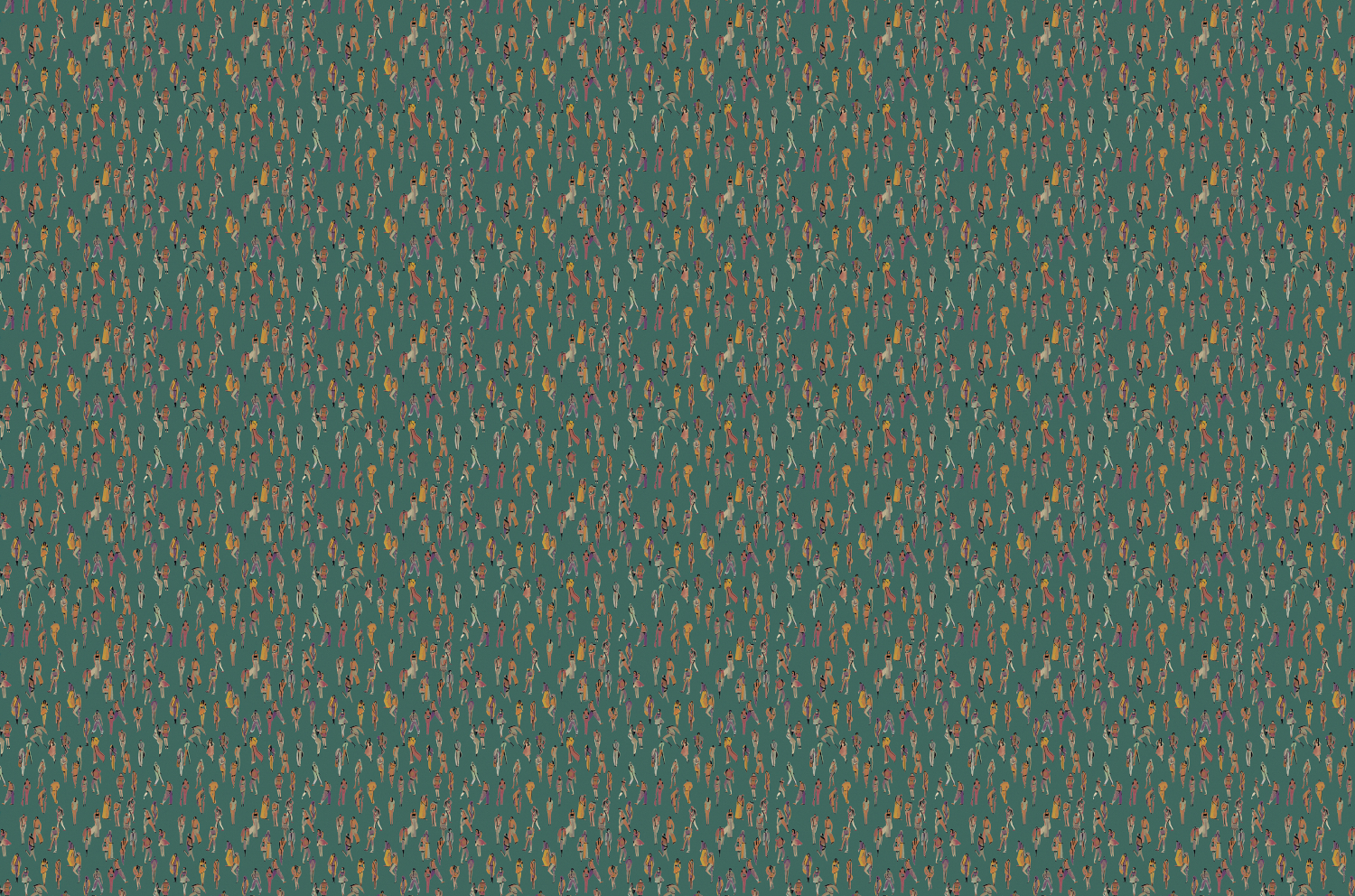 Tapete Unique People - turquoise