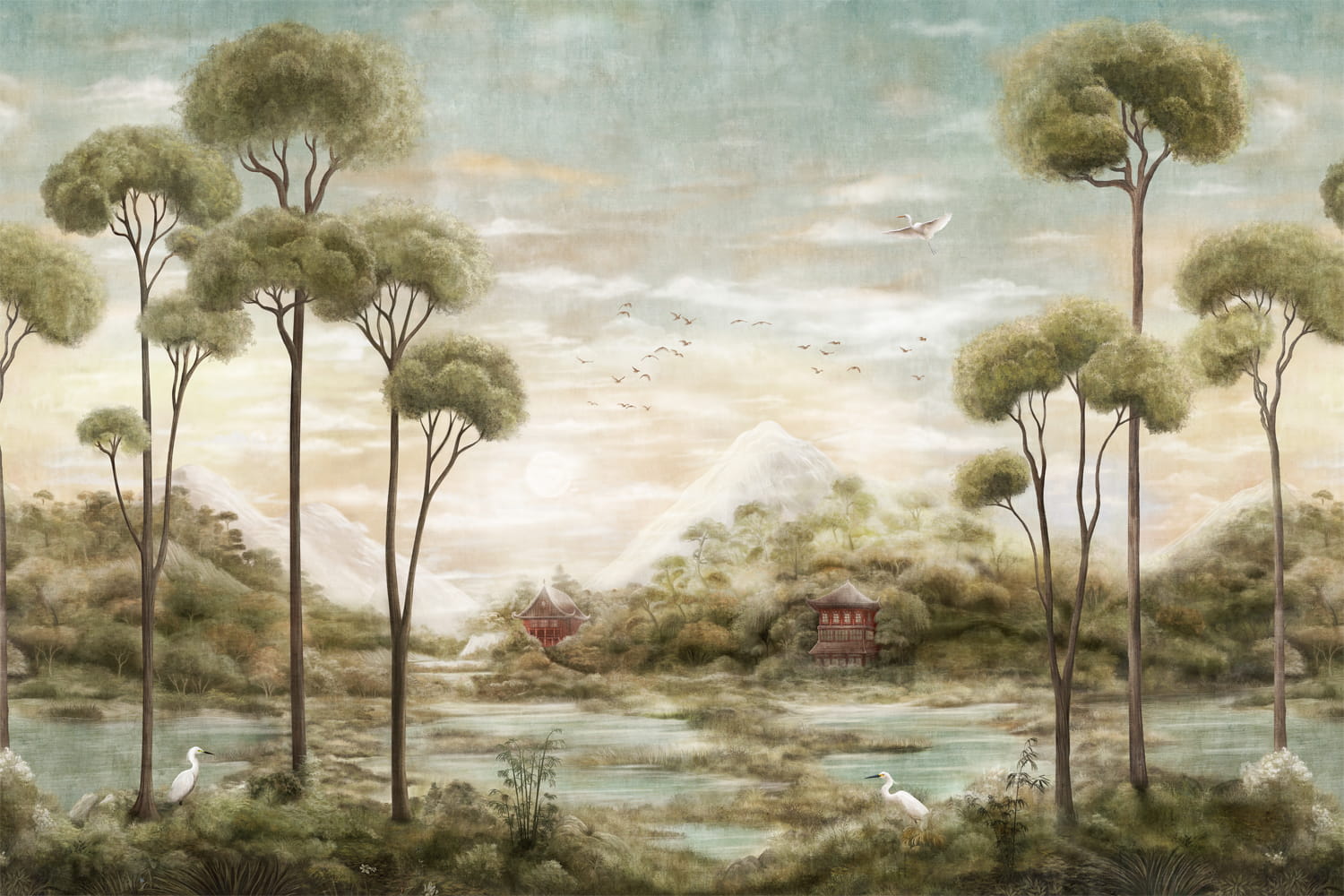 Wandbild Xi Hu Lake - Jade - Linen