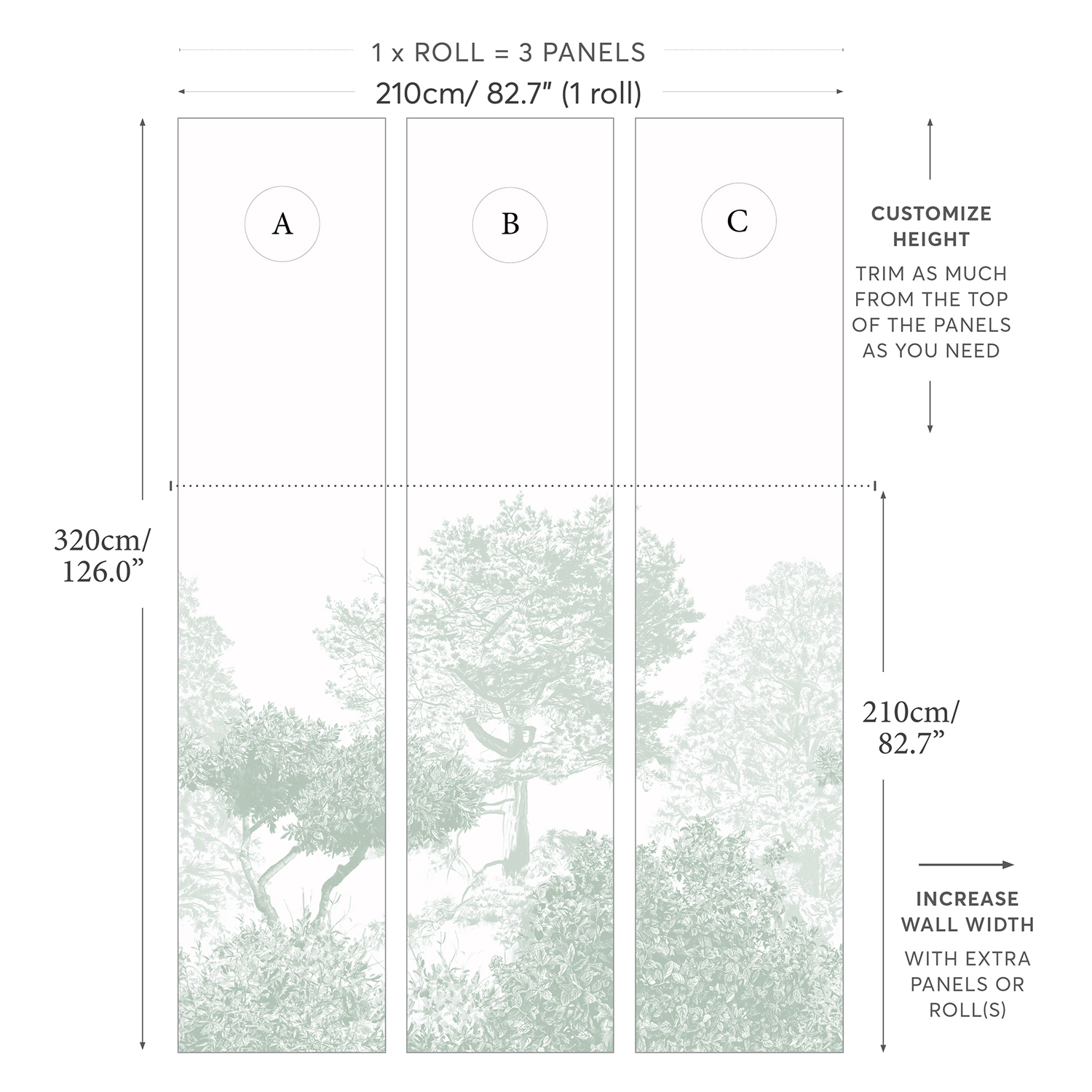 Wandbild Hua Trees - Dusty Green
