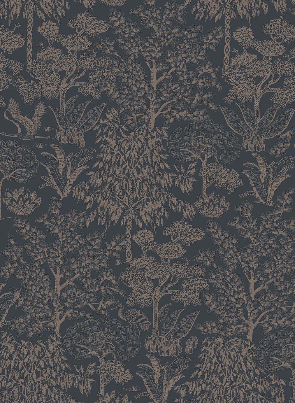 Tapete Origami Tree - Blue/ Rosegold