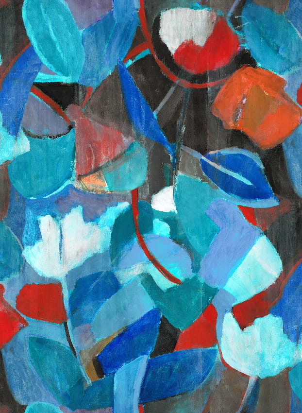 Wandbild Siwa - Blue Red Panel 4