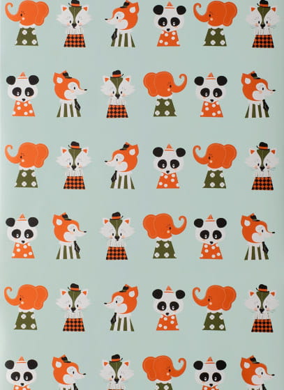 Tapete marionette - dusty green/ coral/ olive/ black