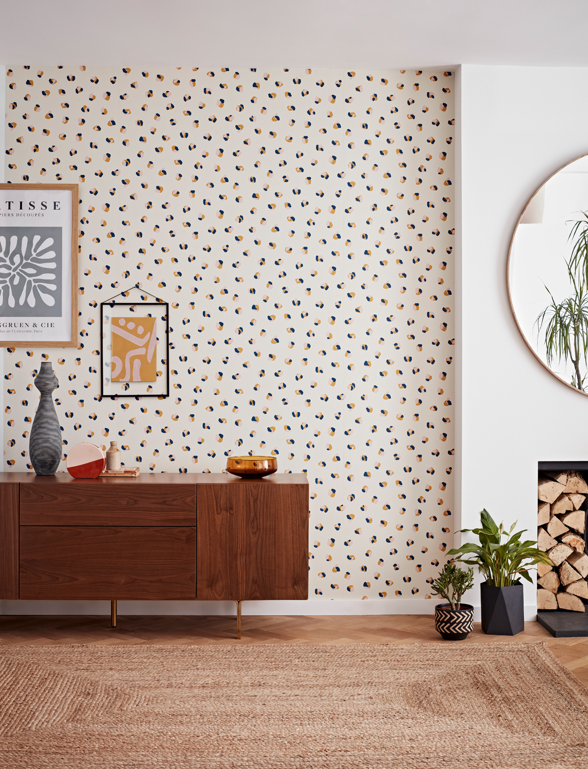 Tapete Leopard Dots - Pebble/ Milkshake
