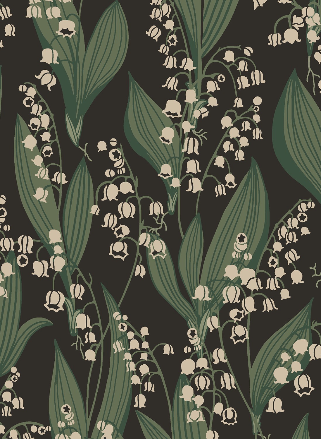 Wallpaper Liljekonvalj - Charcoal