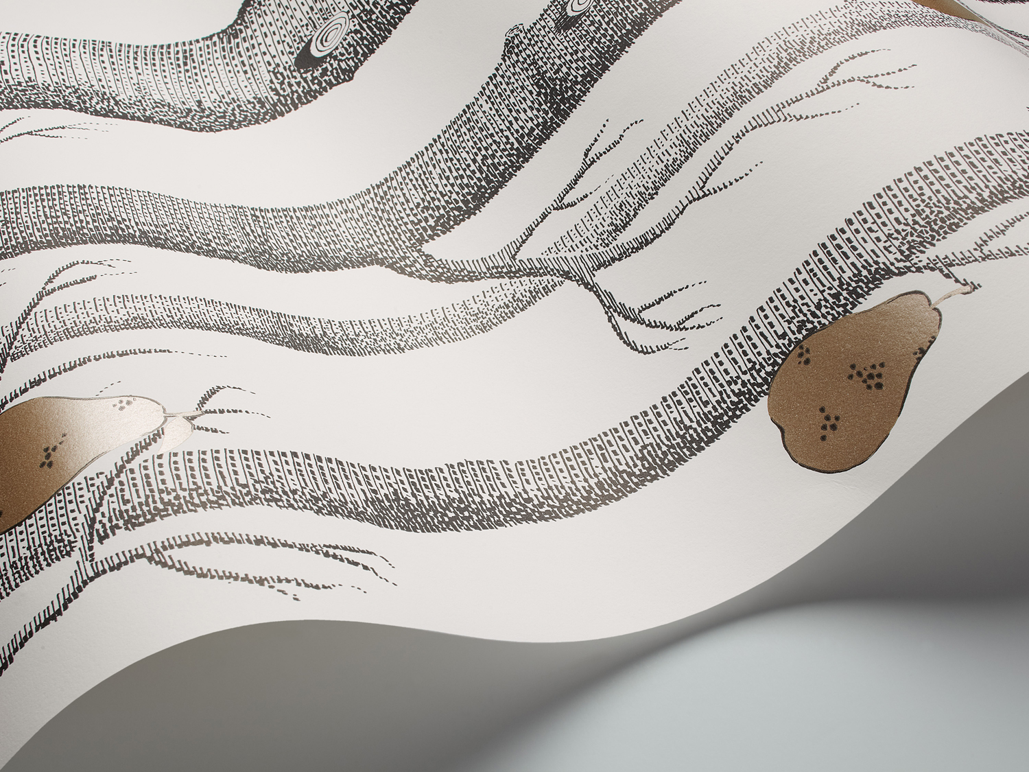 Tapete Woods & Pears - Black/ White/ Gold
