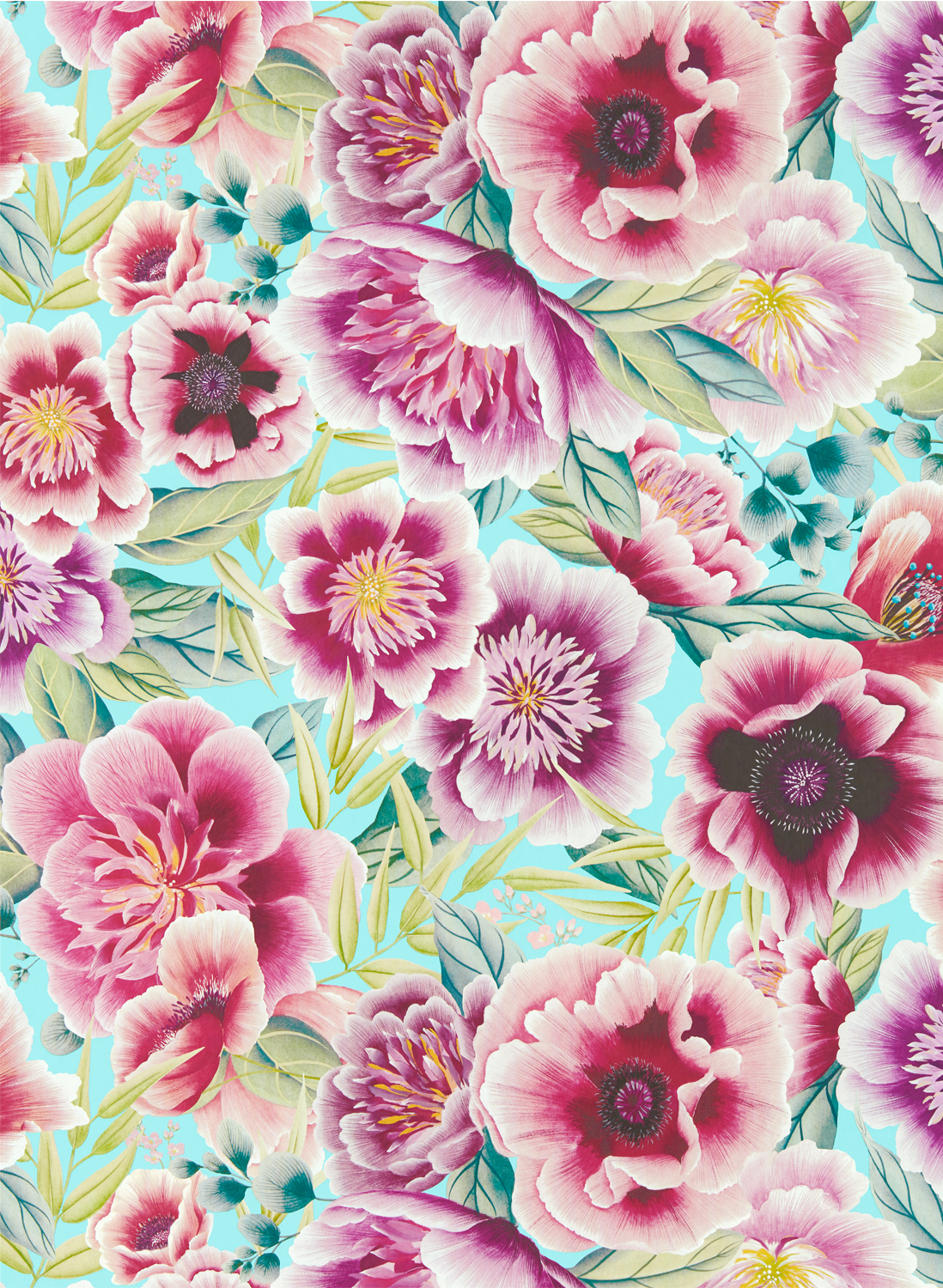 Tapete Marsha - Aqua/ Peony/ Magenta