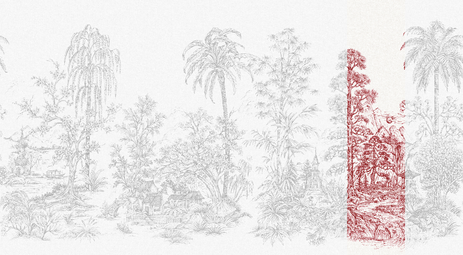 Wandbild Mandalay - White Red Panel 7