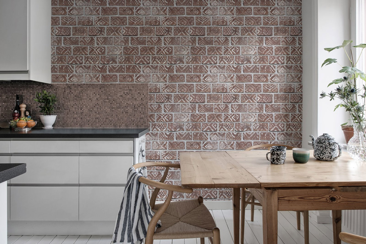 Wandbild Decorated Bricks - Red
