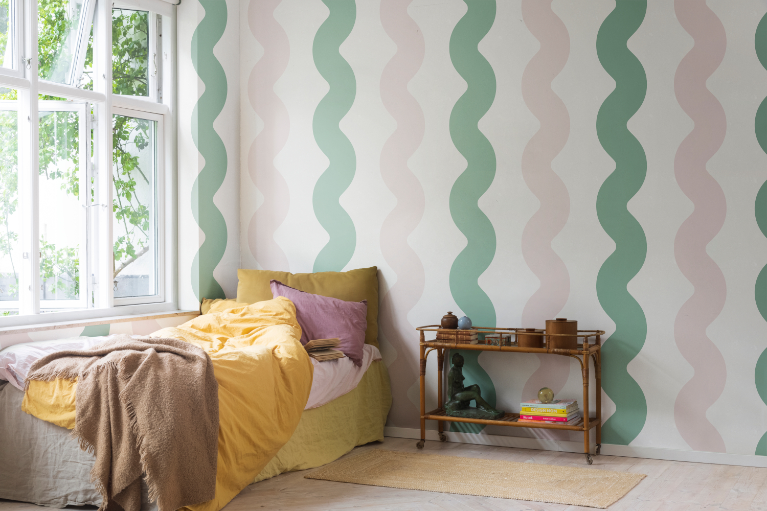 Wandbild Wobbly - Green/ Pink