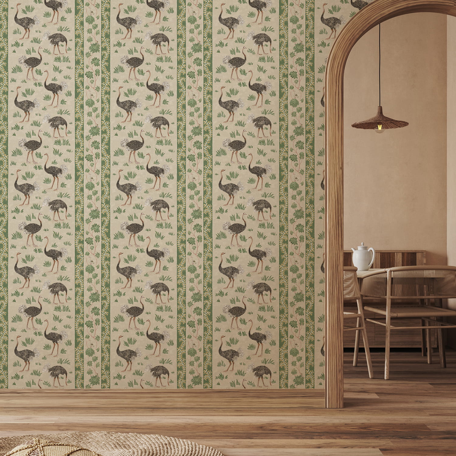 Tapete Ostrich Stripe - Khaki and Green