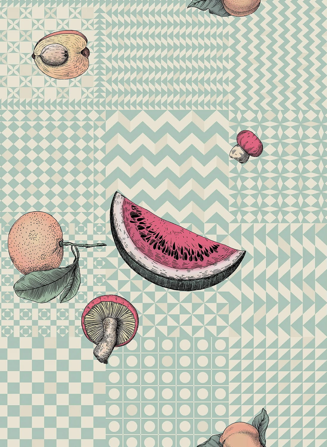 Tapete Frutta e Geometrico - Pastel