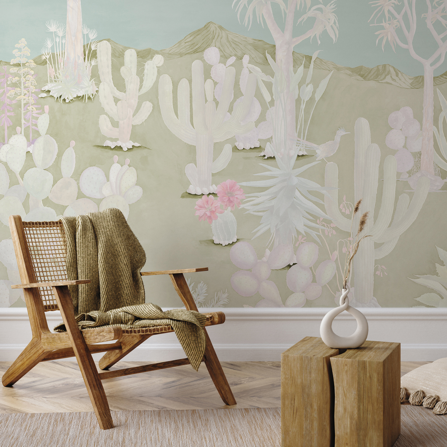 Wandbild Desert - Green/ Sand