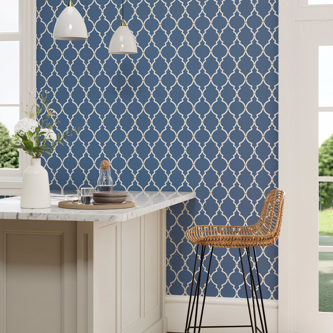 Tapete Empire Trellis - Indigo/ Linen