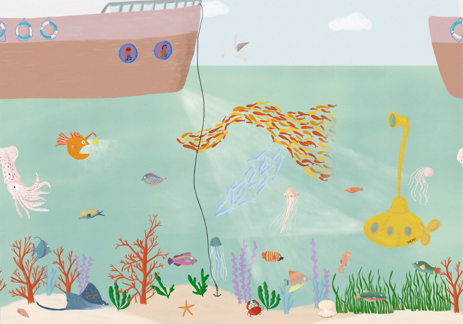 Wandbild Yellow Submarine - Mediterranean