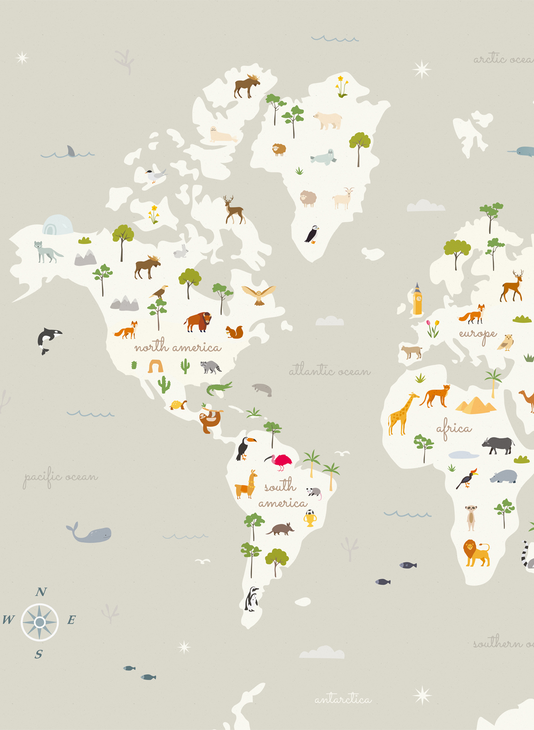 Wandbild Animal Map - Cloud