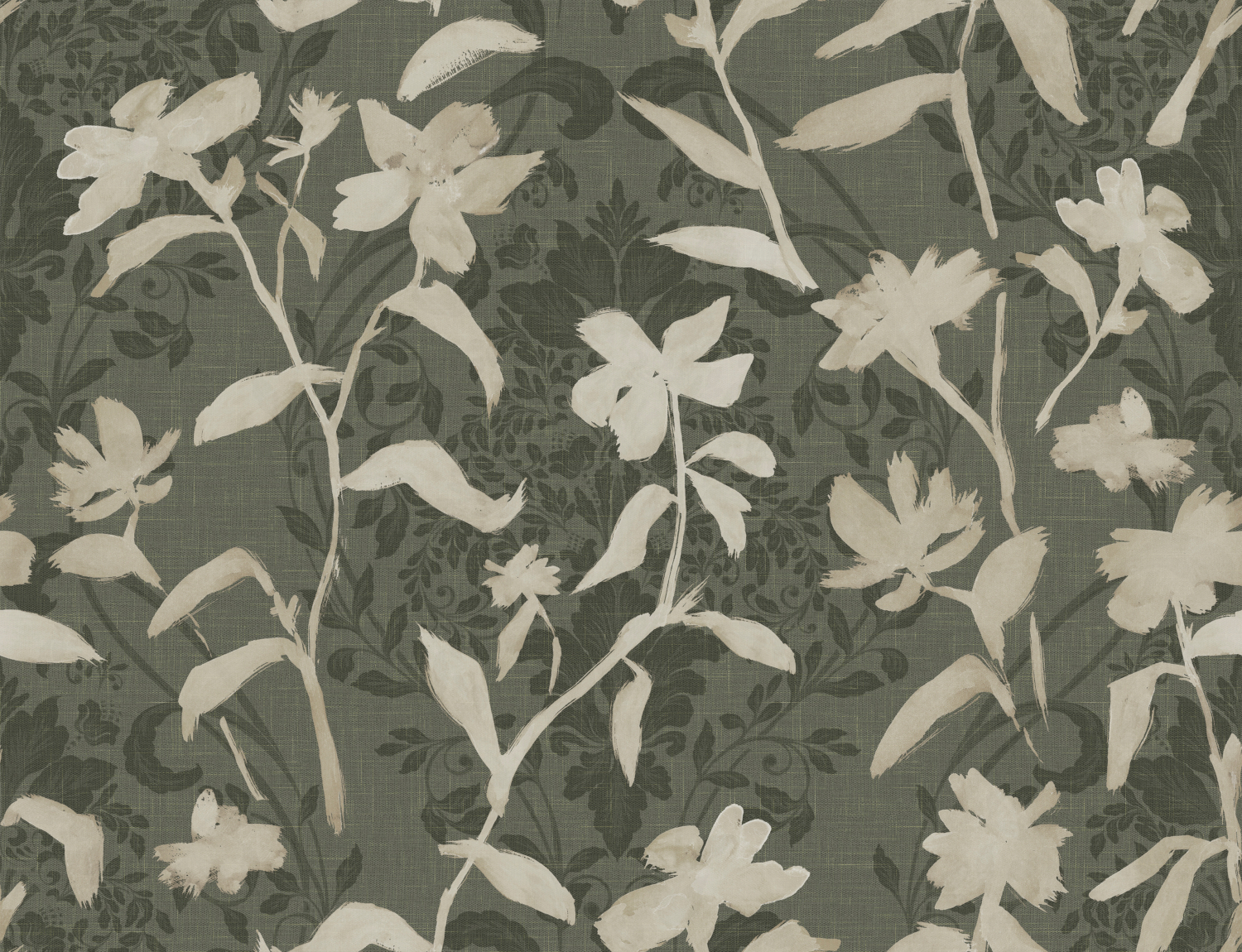 Tapete Blooming Damask - White