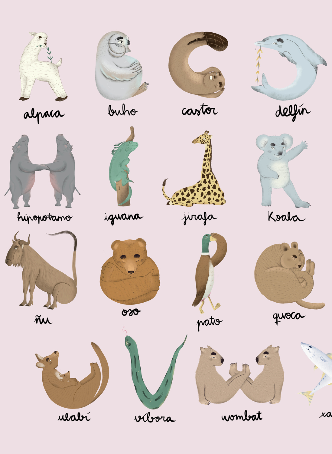 Wandbild Animal Alphabet - Pinky
