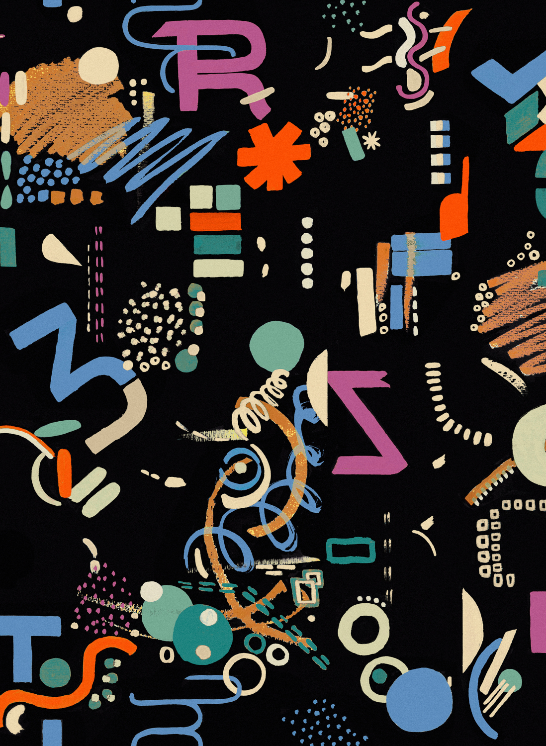 Tapete Funny Shapes - Black