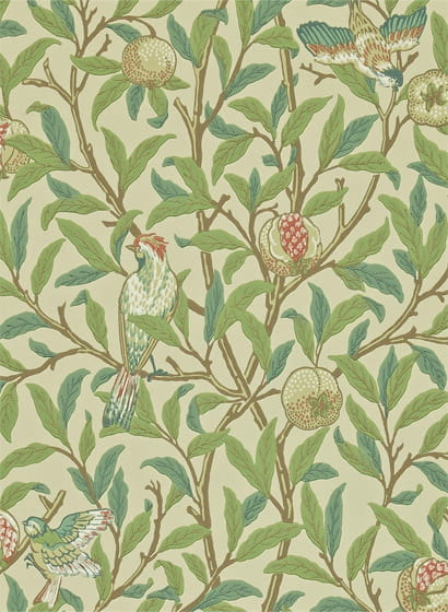 Tapete Bird & Pomegranate - Bayleaf/ Cream