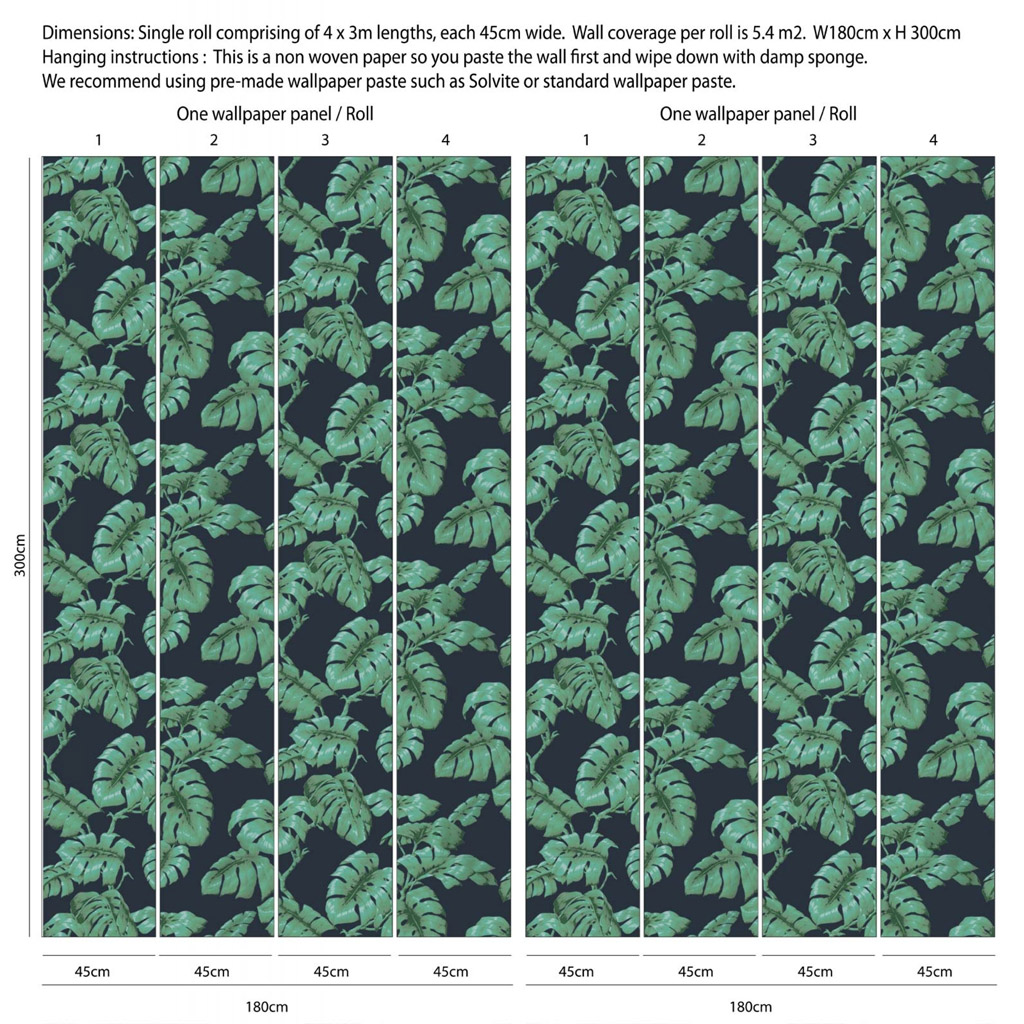 Wallpaper Tarovine - Midnight/ Green