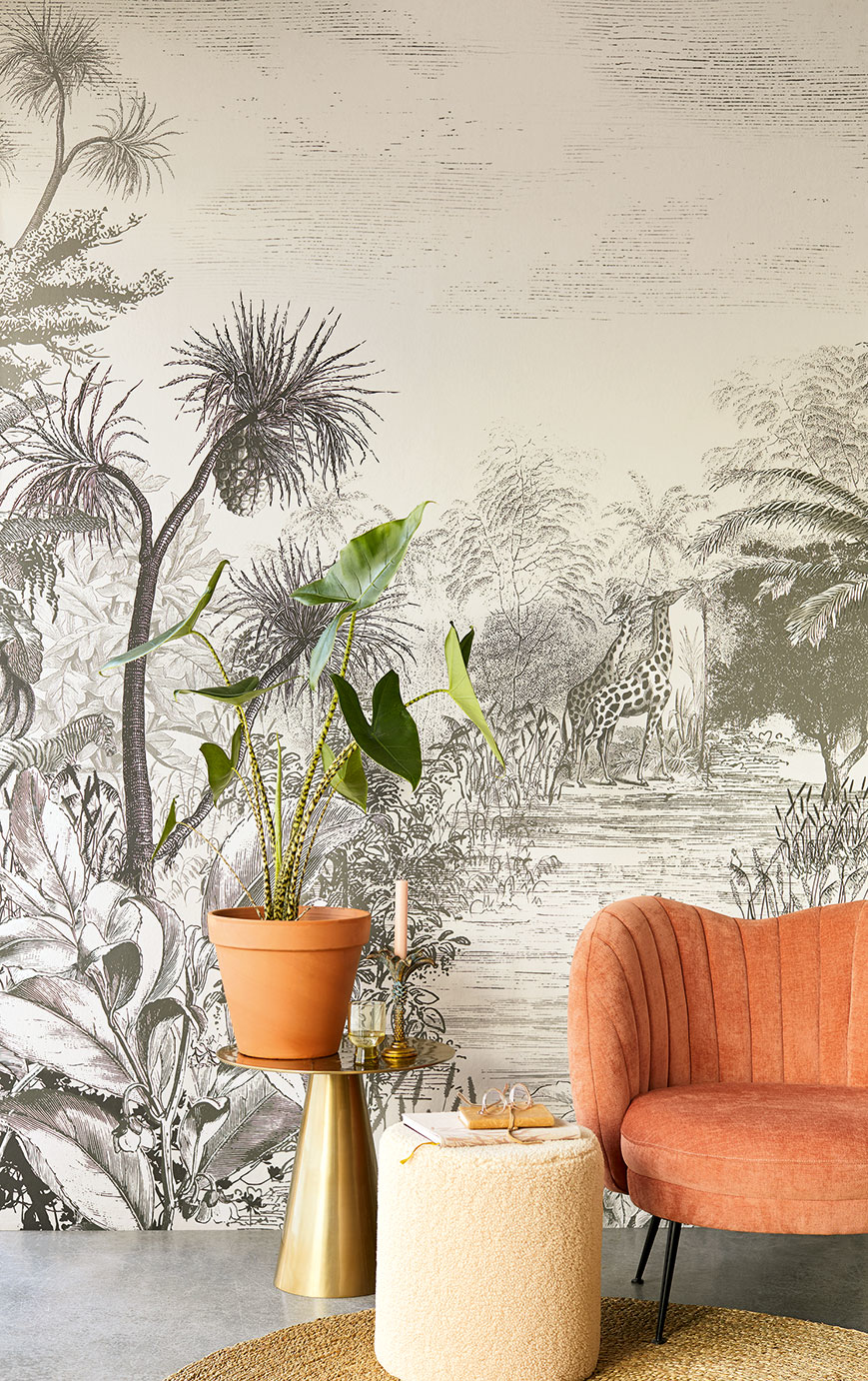 Wandbild Giraffe - Grey
