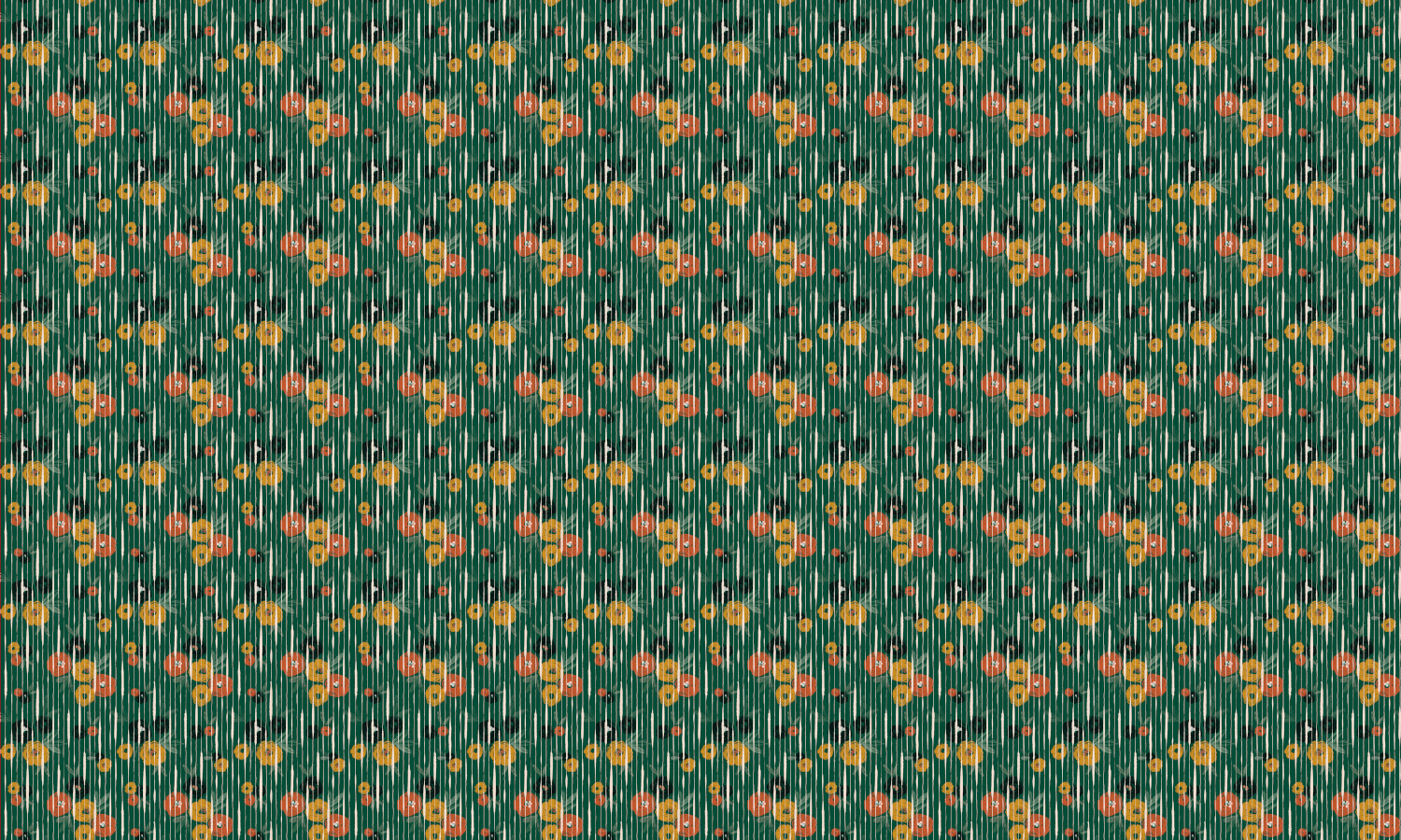 Tapete Broken Poppies - green