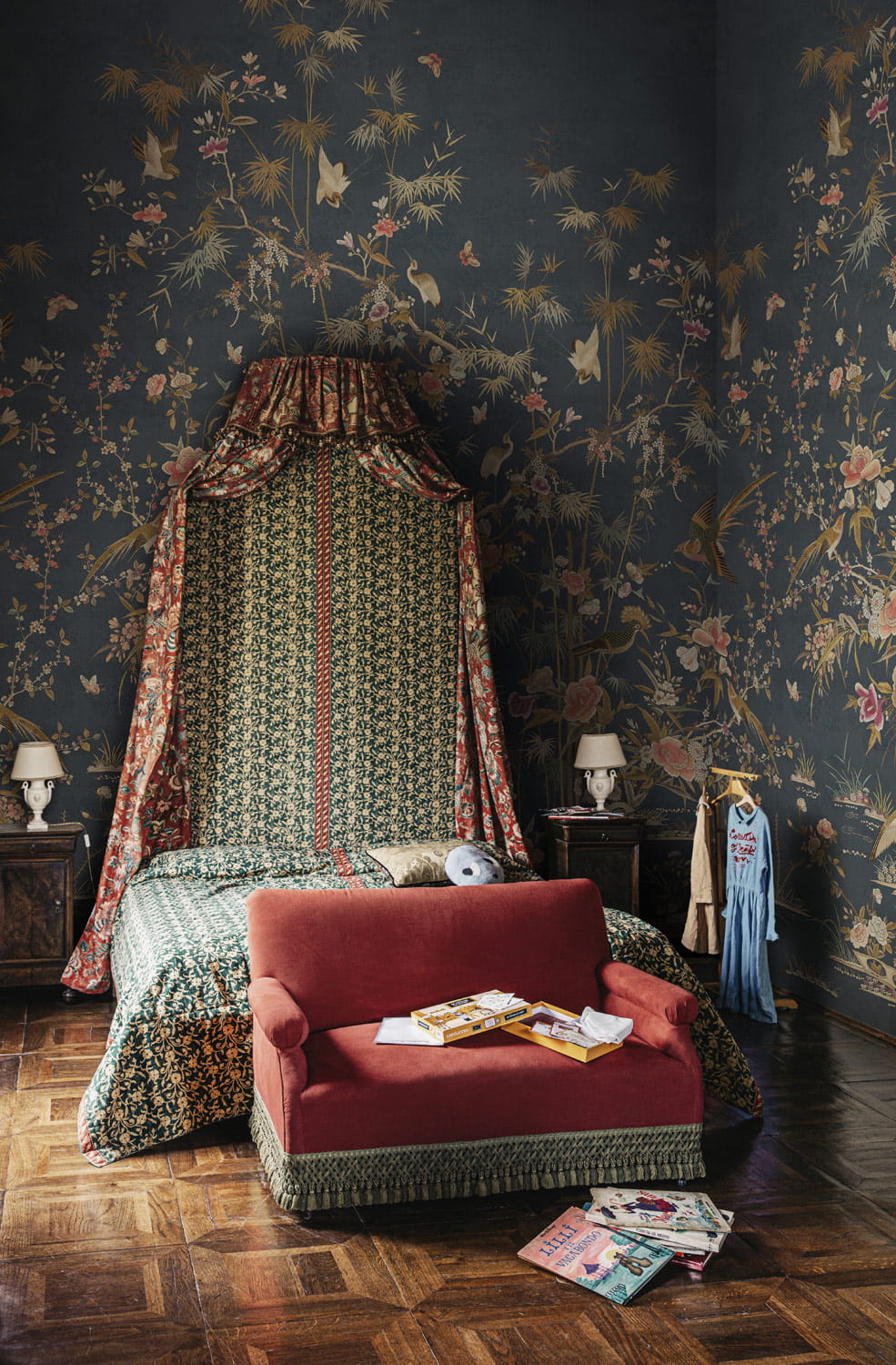 Wandbild Chinoiserie Garden - Dark Blue