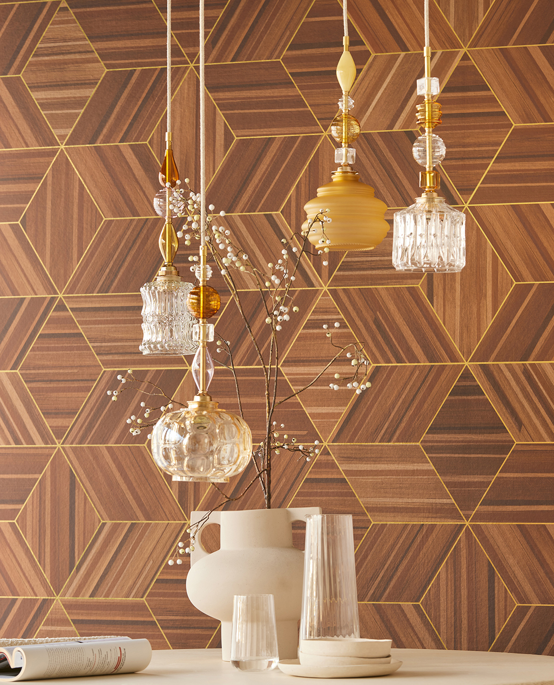 Tapete Veneer Diamonds - Mahogany