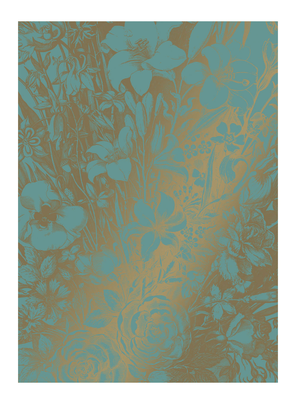 Wandbild Engraved Flowers Gold 9 - M