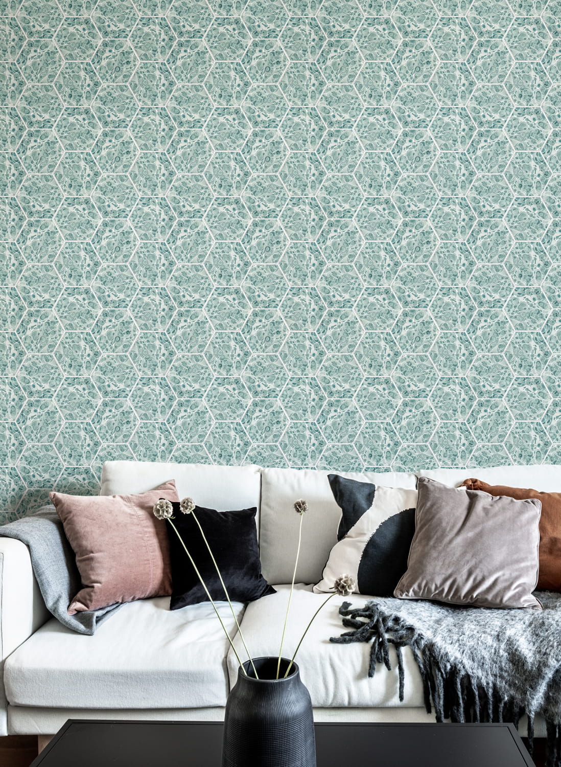 Tapete Marbled Hexagon Tiles